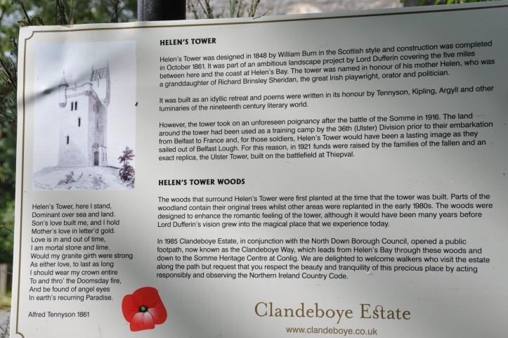 Helen's Tower sign Clandeboye