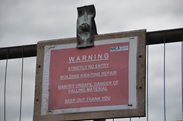 Ballycopeland Windmill warning sign